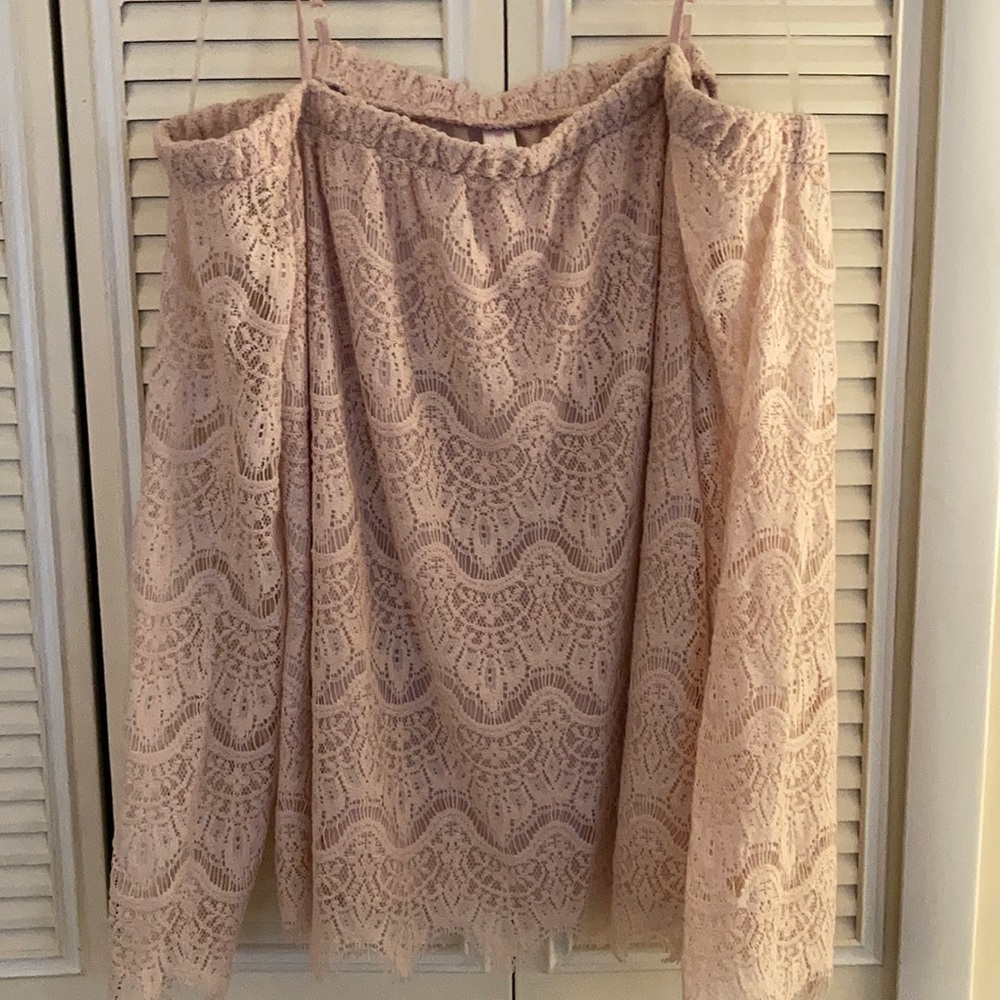XXXL Blush Lace off the shoulder Top